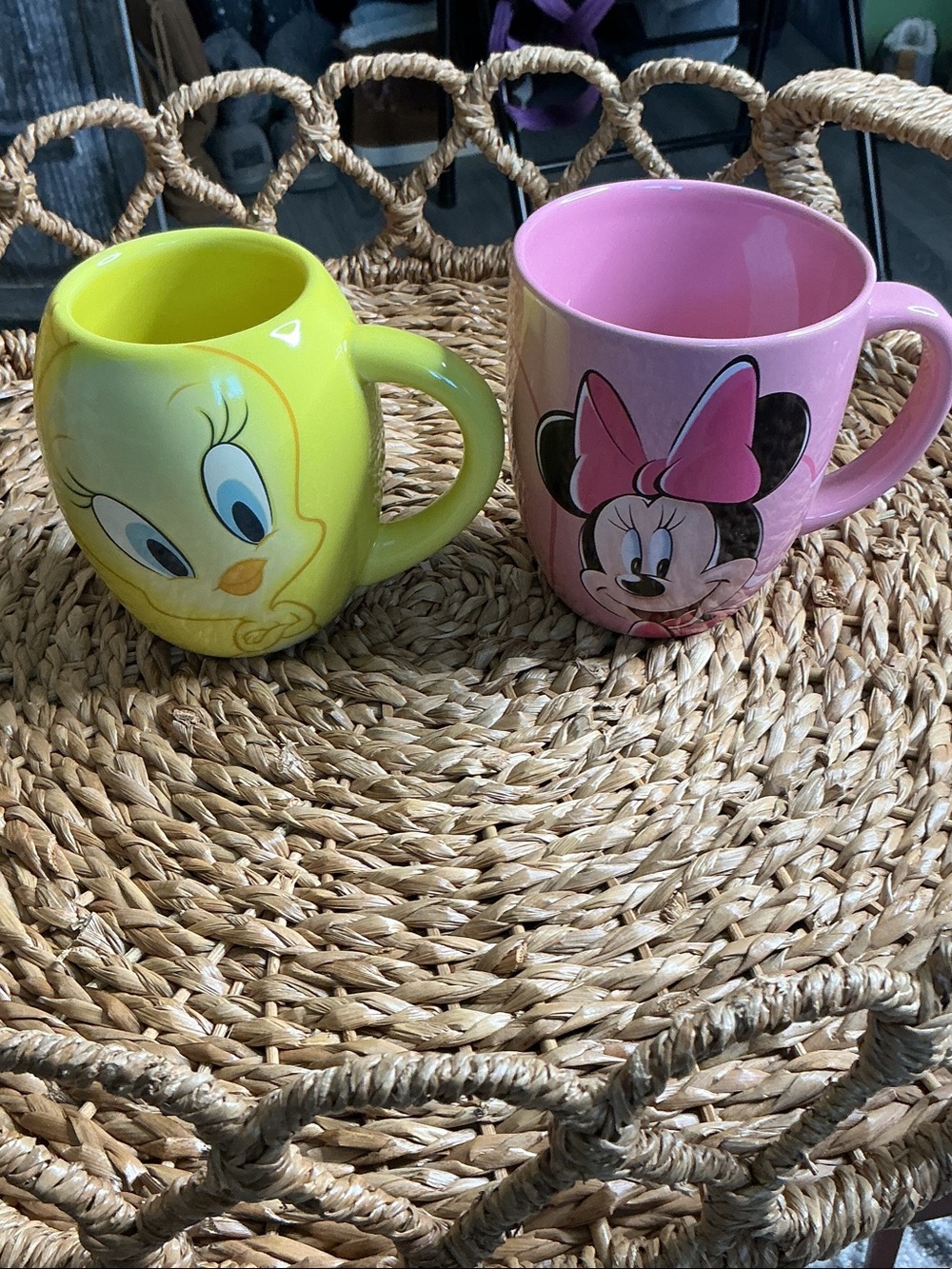 Tweety & Minnie Disney Character Mugs - Yellow and Pink